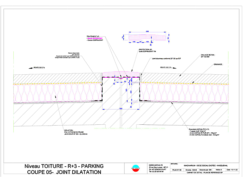XPS en isolation inversée pour le parking du bâtiment Exotec