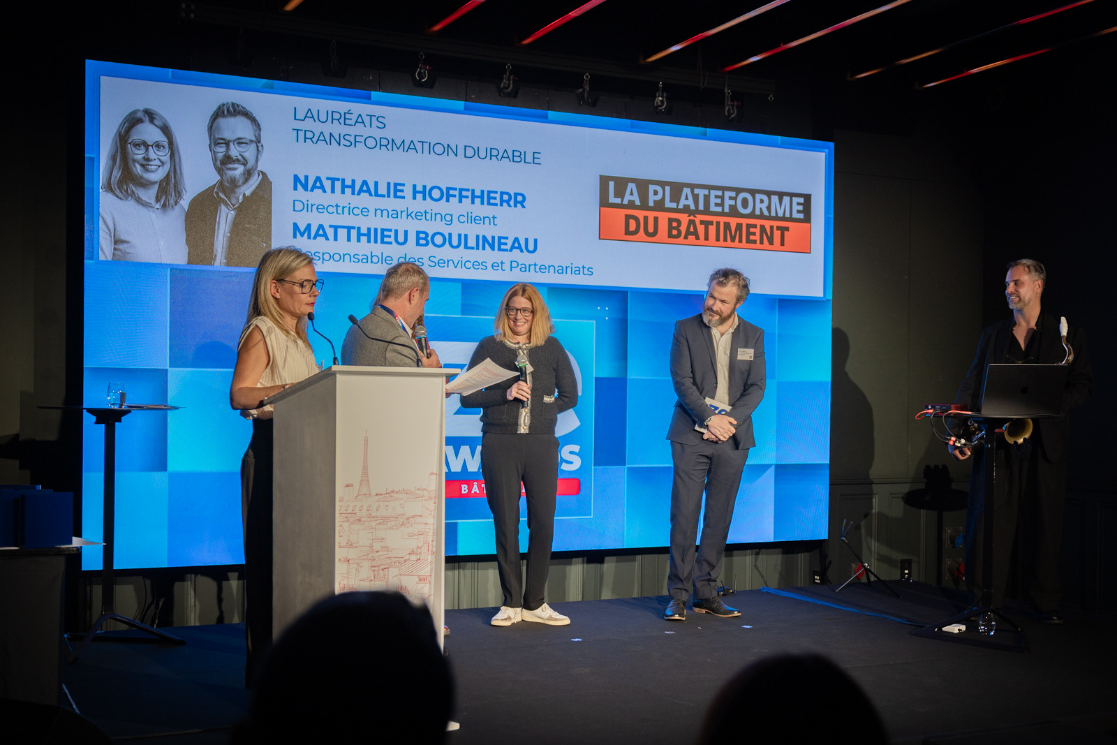 Matthieu Boulineau, Nathalie Hoffherr Directrice Marketing Client La PLateforme du Bâtiment