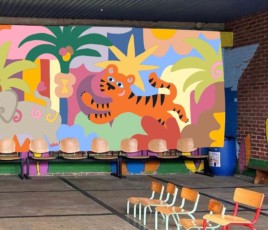 PPG Colorful Communities Maquette du projet de fresque murale de Léona Rose école Estreux juin 2025