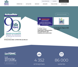 Homepage du site internet de la FDMC (Fédération des distributeurs en matériaux de construction).