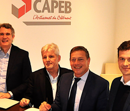 Signature du partenariat entre la Capeb, Cédéo et Point.P (enseignes de Saint-Gobain Distribution Bâtiment France / SGDB France).