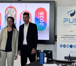 Conférence de presse de PUM, le 26 mai 2026, à la Tour Saint-Gobain : Gaële Chantôme et Ismaïl Lashaini.