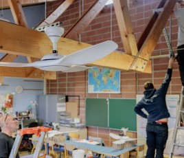 Salle de classe école ventilation brasseur d'air installation