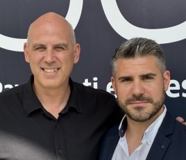 Jérôme Forgiarini (président de la société alsacienne éponyme) et Quention Rouchy (Ets Rouchy), nouveau président de la branche Carrelage d'Algorel.