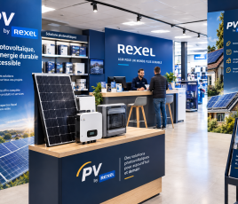 Agence Rexel avec un corner dédié au photovoltaïque - PV by Rexel.