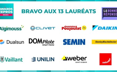 Awards Zepros Réno trophées de la rénovation énergétique et environnementale logos des 13 lauréats
