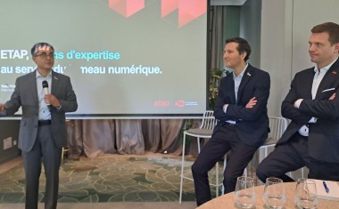 Les dirigeants d'ETAP, filiale de Schneider Electric : Tanuj Khandelwal, Guillaume Horreard et Yohann Riffard