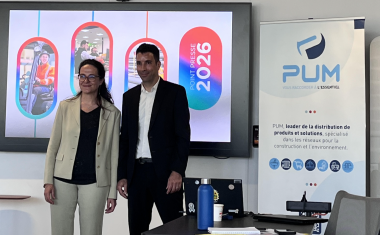 Conférence de presse de PUM, le 26 mai 2026, à la Tour Saint-Gobain : Gaële Chantôme et Ismaïl Lashaini.