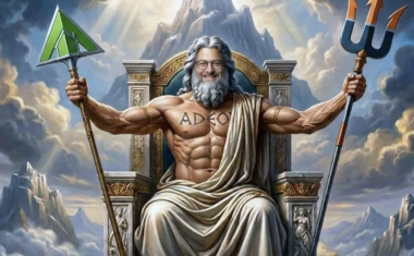 Le dieu Neptune avec les logos de Leroy Merlin et Weldom.
