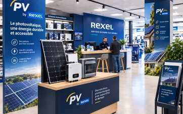 Agence Rexel avec un corner dédié au photovoltaïque - PV by Rexel.