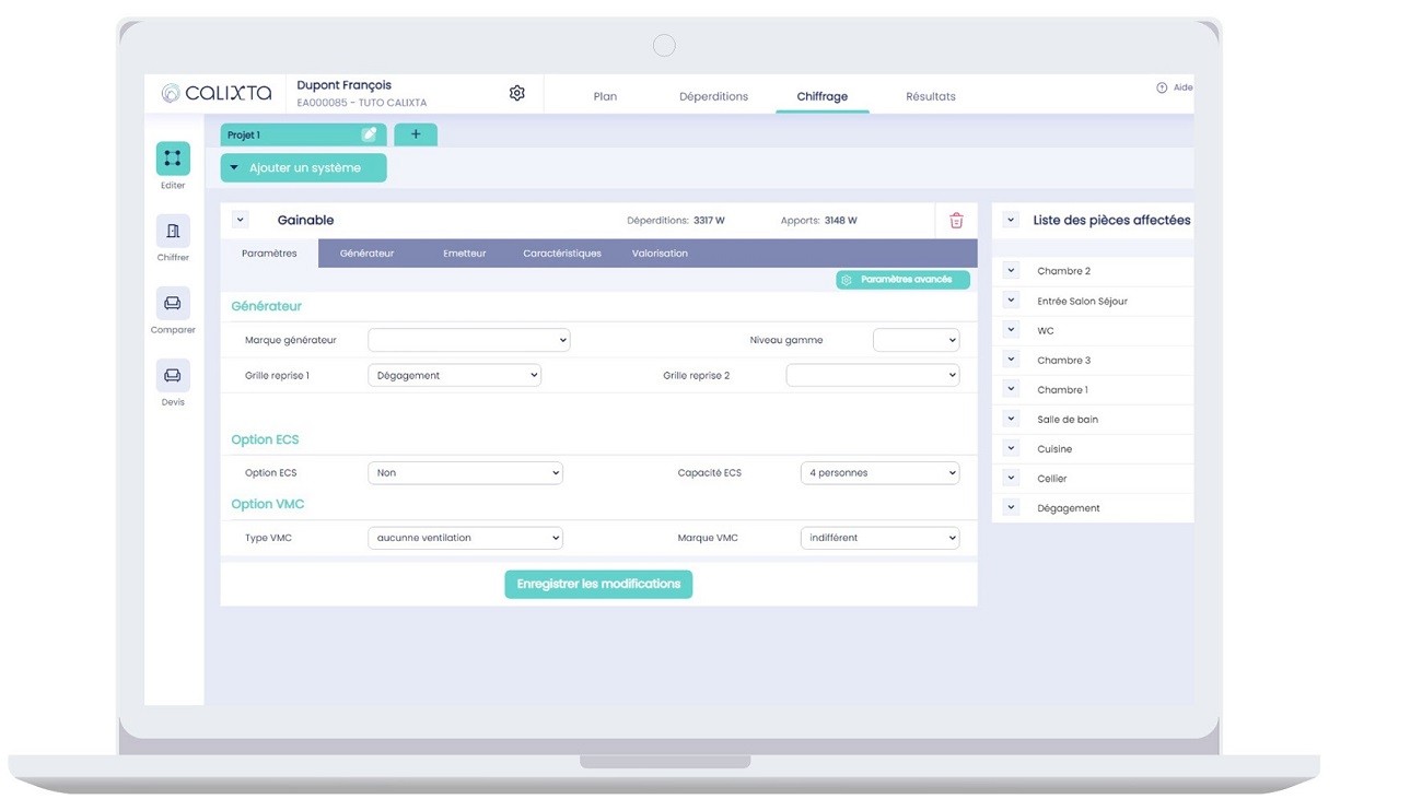 Logiciel de dimensionnement et de chiffrage Calixta - Groupe Wendel.