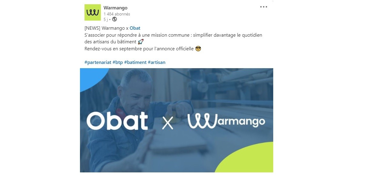 Post LinkedIn de Warmango - Alliance Obat.
