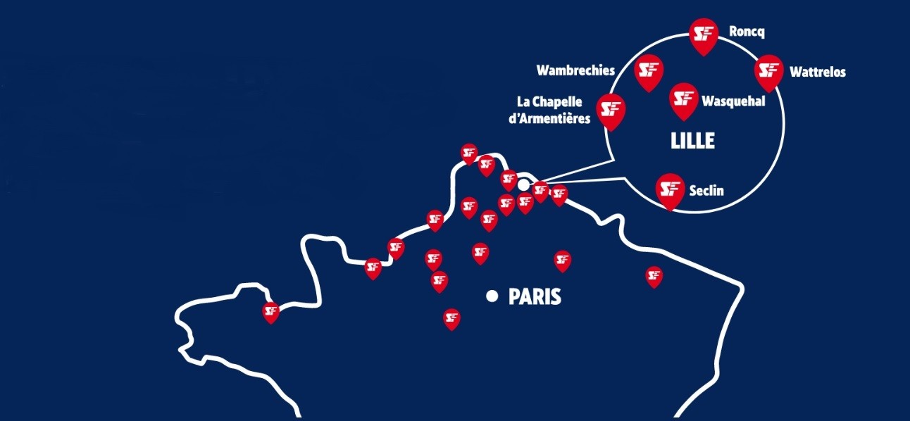 Carte des implantations de Screwfix France.