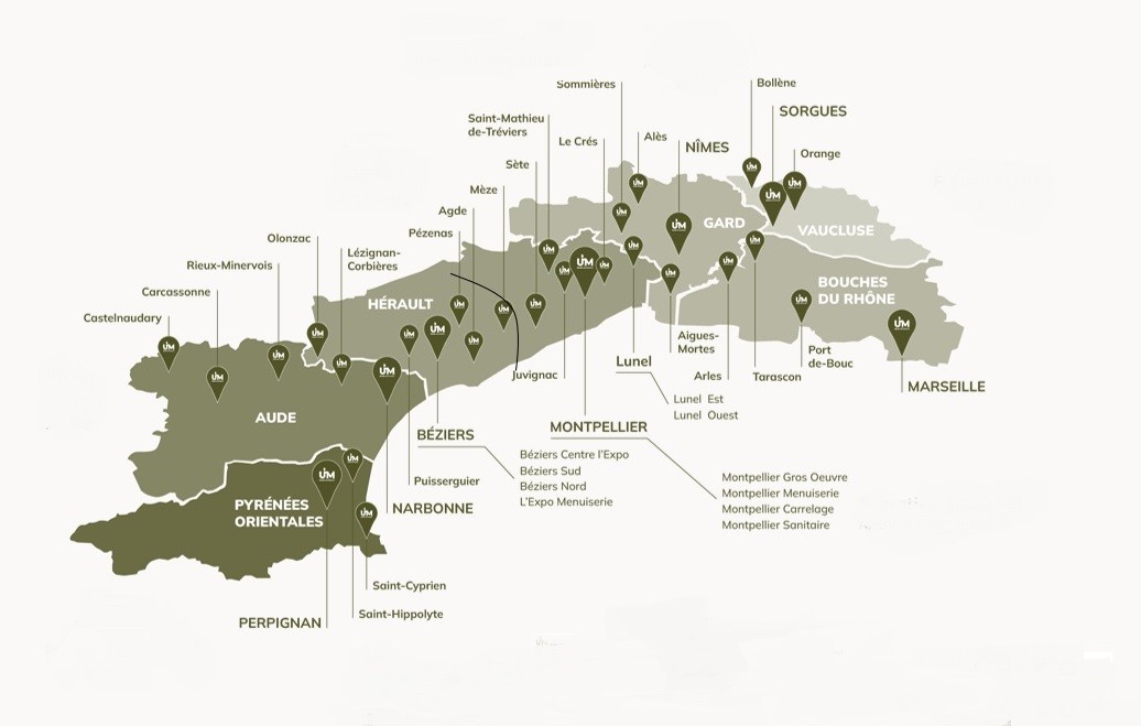 Union Matériaux - Carte des implantations.