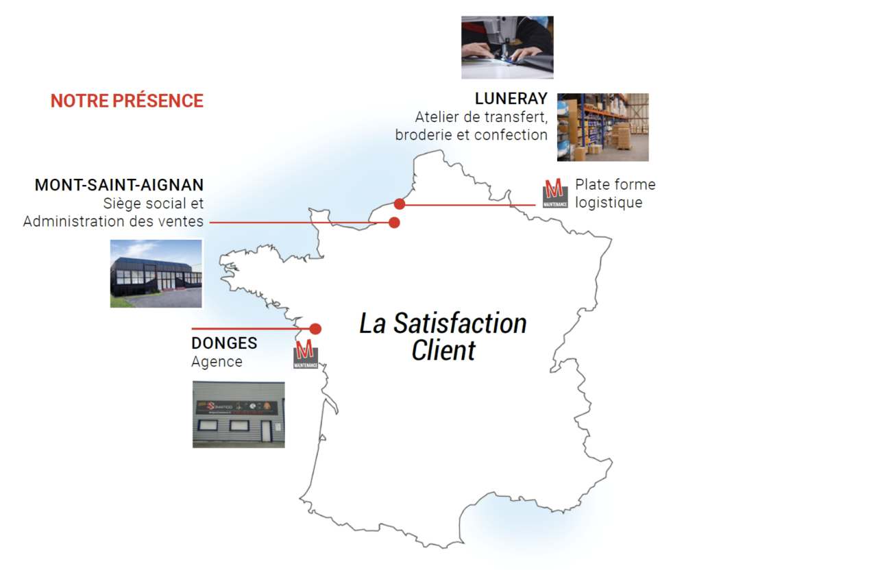 La carte d'implantations du grossiste Somatico.