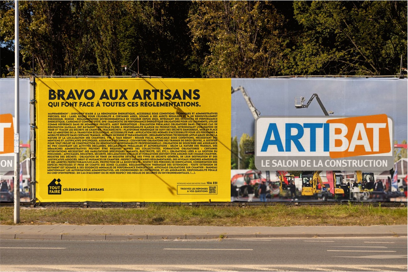 Tout Faire - Campagne de communication "Bravo aux artisans" - Artibat 2025.
