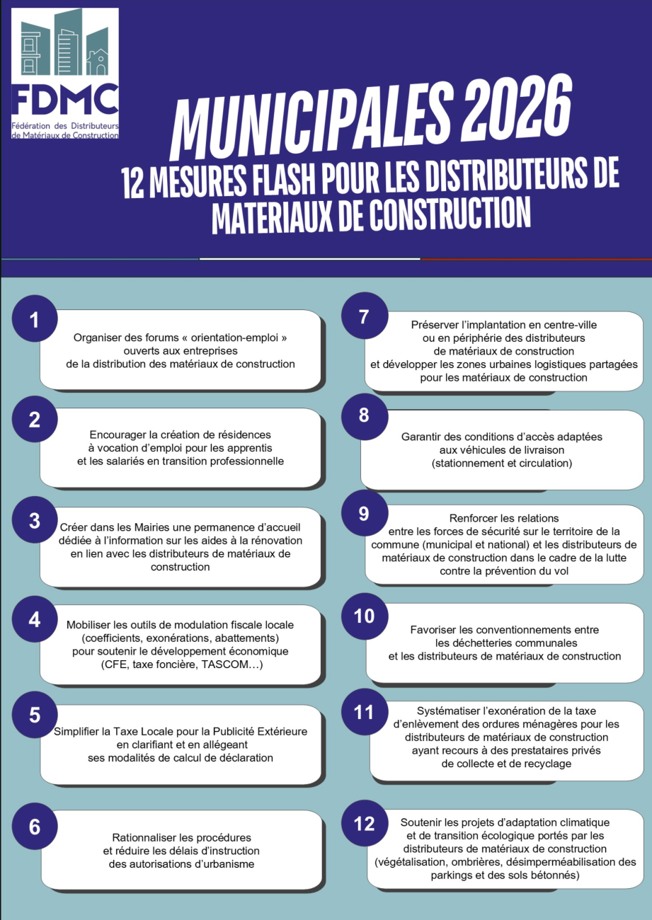 FDMC : les 12 mesures flash pour les élections municipales 2026.