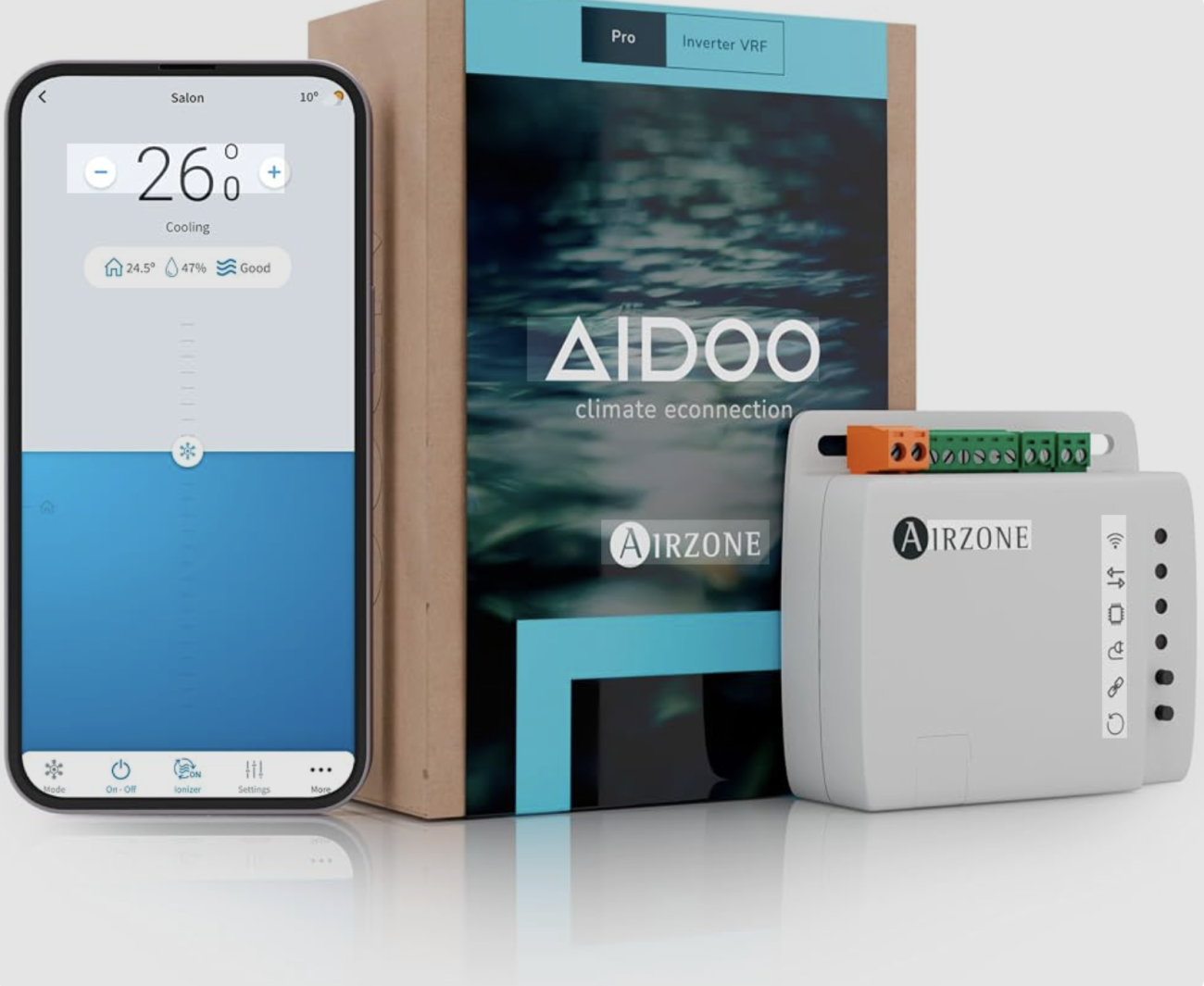 Avec l’Aidoo Pro Hub, Airzone intègre des systèmes énergétiques pour bâtiments connectés. Son interface agit comme un vrai centre névralgique connectant PAC, unités de ventilation, chaudières, etc. à des environnements GTB/GTC.