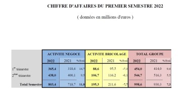 Groupe Samse - Résultats S1 2022