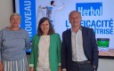 Alexandre Gonin, président d'Akzonobel France, accompagné d’Aline d’Harcourt, directrice du réseau Sikkens Solutions (à gauche) et Inès Colin de Verdière, directrice marketing peintures décoratives France.