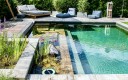 Vue d'une piscine naturelle chez un particulier.